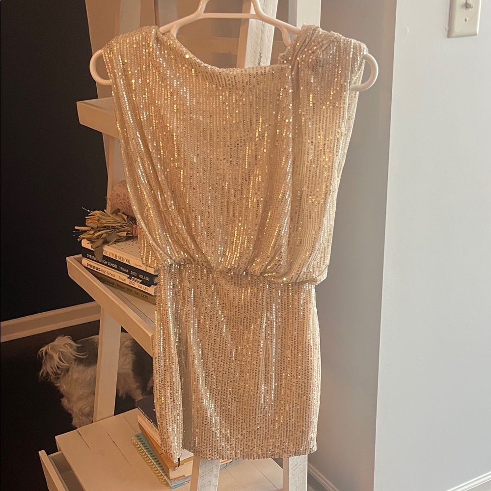 Elegant Gold Sequin Dress